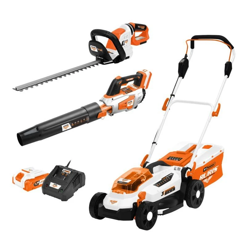 Pachet RURIS, Cut and Clean, Masina de tuns gazon RURIS RXI 3324e + Electrofoarfeca RURIS 4024e + Suflanta RURIS 1224e + Kit acumulator+incarcator RURIS Alfa UP 2424e
