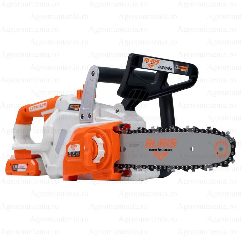 Drujba electrica cu acumulator Ruris 2524e Power Alfa UP, sina 25 cm, lant 3/8 inch, 1.3 mm, 1 x Li-Ion 20V, 4Ah, contine acumulator + incarcator