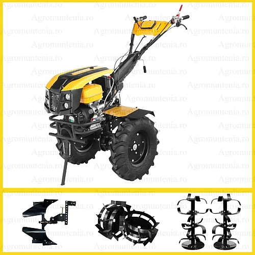 Motocultor ProGARDEN Campo 1873V2 Alpine, motor 18 CP, benzina, Euro V, 2+1 viteze, latime lucru 135 cm, roti 6.00-12, Freze, Roti metalice, Plug reversibil, pornire electrica, 2 prize putere