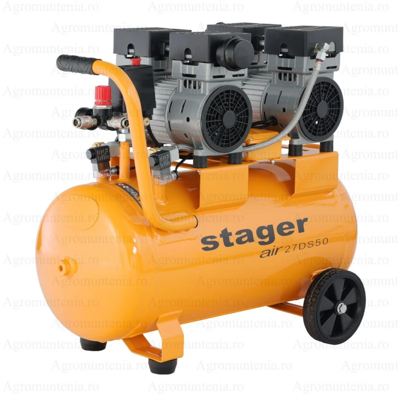 Stager Air 27DS50 compresor aer, 50L, 8bar, 270L/min, monofazat, angrenare directa, silentios