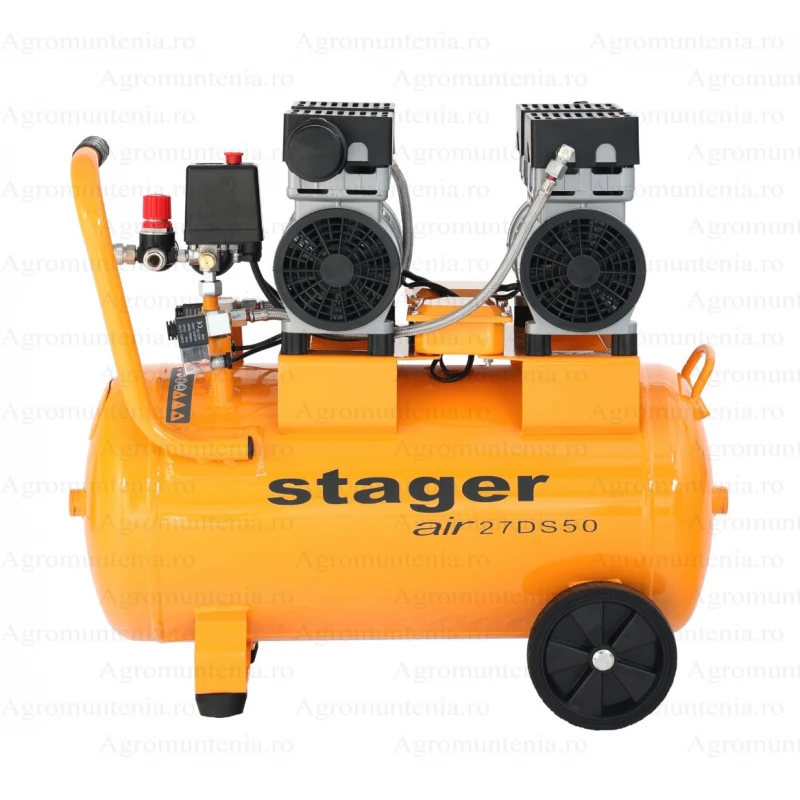 Stager Air 27DS50 compresor aer, 50L, 8bar, 270L/min, monofazat, angrenare directa, silentios