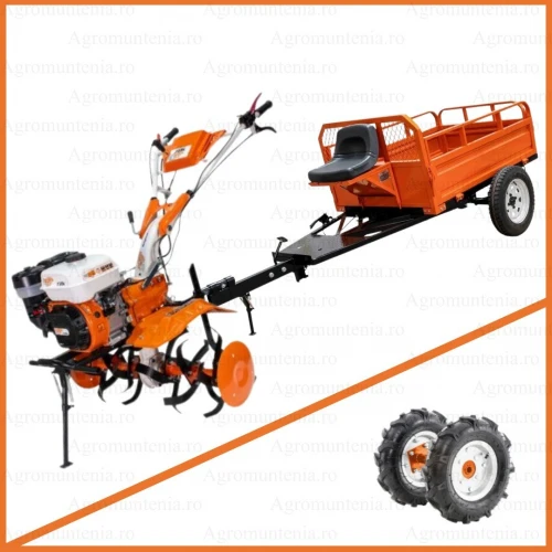 Motosapa Ruris 731K, 8.5 CP, freze si roti cauciuc 5.00-8 + Remorca RURIS 550S