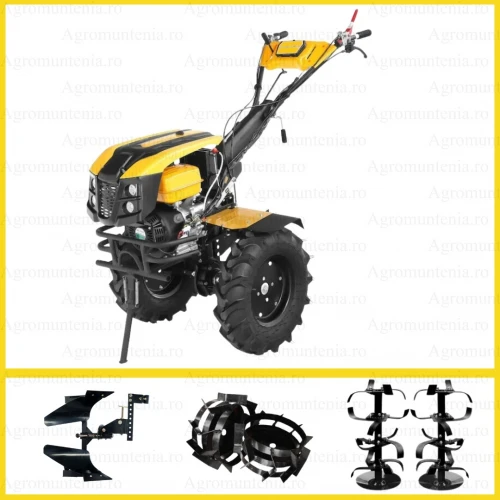 Motocultor ProGARDEN Campo 1873V2 Alpine, motor 18 CP, benzina, Euro V, 2+1 viteze, latime lucru 135 cm, roti 6.00-12, Freze, Roti metalice, Plug reversibil, pornire electrica, 2 prize putere
