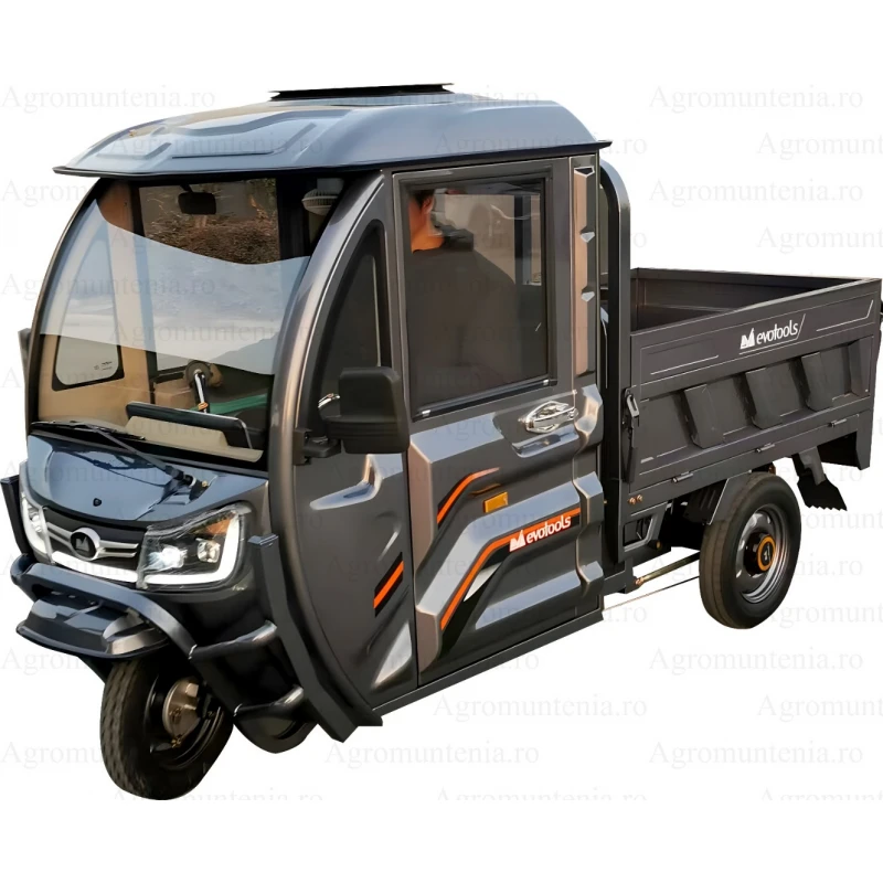 Triciclu Electric Cargo TRCB1500, Putere maxima 3800W, Viteza maxima 25 km/h, Autonomie 60 km in conditii optime, Baterie 72 V/58 Ah, Greutate admisa 776 kg, fara permis