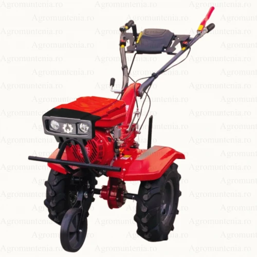 Motocultor Rotakt RO110RV cu capota motor 8 CP benzina latime lucru 90 cm 2+1 viteze freze roti cauciuc 5.00-8 roata frontala