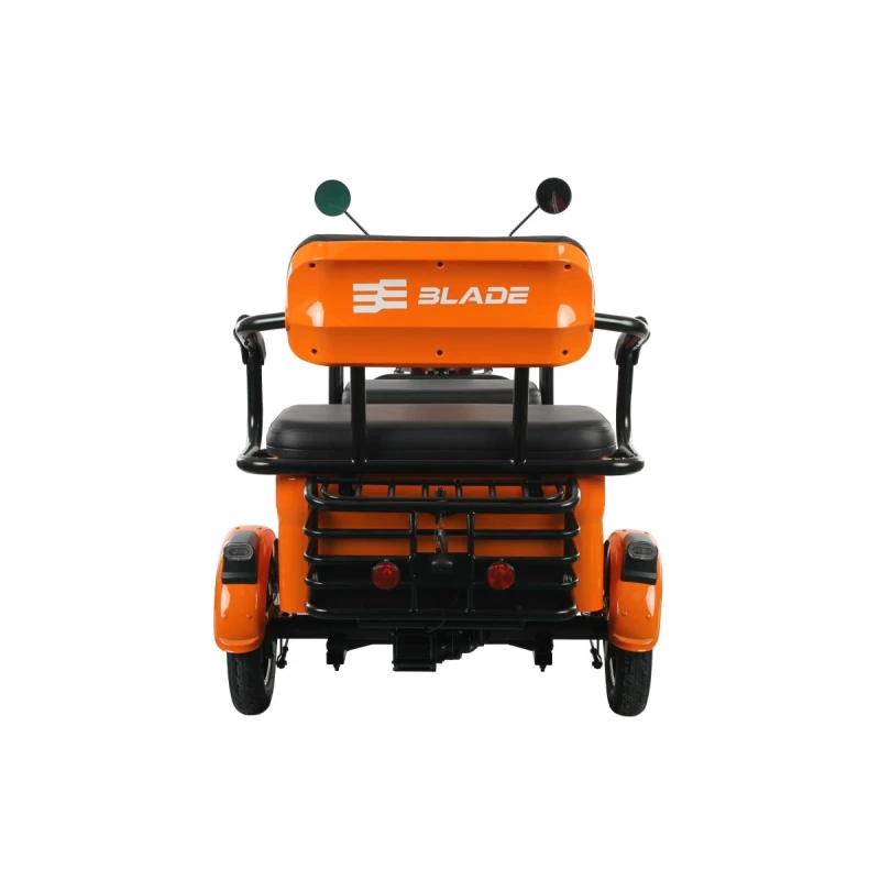 Triciclu electric Blade TRIP X2 2000 W, autonomie pana la 70 km, baterie plumb- acid 72 V 20 Ah, viteza maxima de 25 km/h, conform reglementarilor UE, fara permis, Portocaliu-Negru