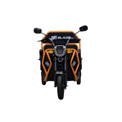 Triciclu Cargo electric BLADE Active R6 1300W, autonomie pana la 50 km, baterie plumb-acid 72 V/20 Ah, viteza maxima de 25 km/h, conform reglementarilor UE, fara permis, Negru-Portocaliu