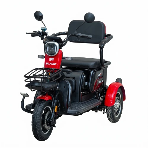 Triciclu electric persoane BLADE VIVA 14, 1200W, 60V 20Ah, autonomie 50 km, viteza maxima de 25 km/h, conform reglementarilor UE, fara permis, Rosu-Negru