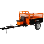 Minitractor Ride-On 4x4 R1200, Evotools PLUS, Motor Diesel KAMA, Pornire Electrica 12 CP, Freze si roti metalice incluse + Remorca Evotools TTS500, pentru minitractor cu grilaj si plasa, capacitate 500 kg