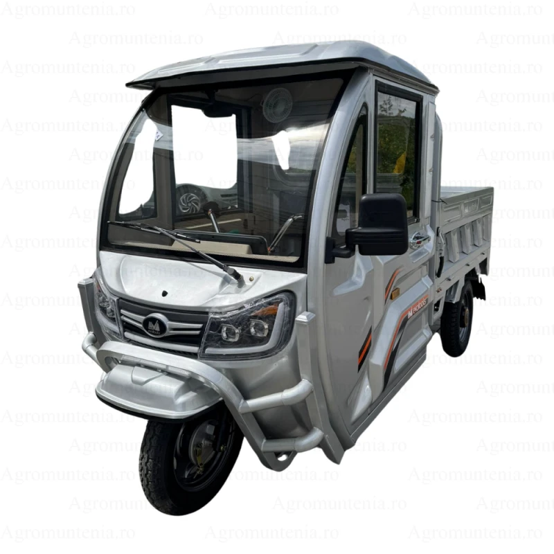 Triciclu Electric Cargo TRCB1500 – putere maxima 3800W, 72V/58Ah, autonomie 60 km, bena basculabila cu piston, 3+R, sarcina totala 776 kg, viteza maxima de 25 km/h, conform reglementarilor UE, fara permis
