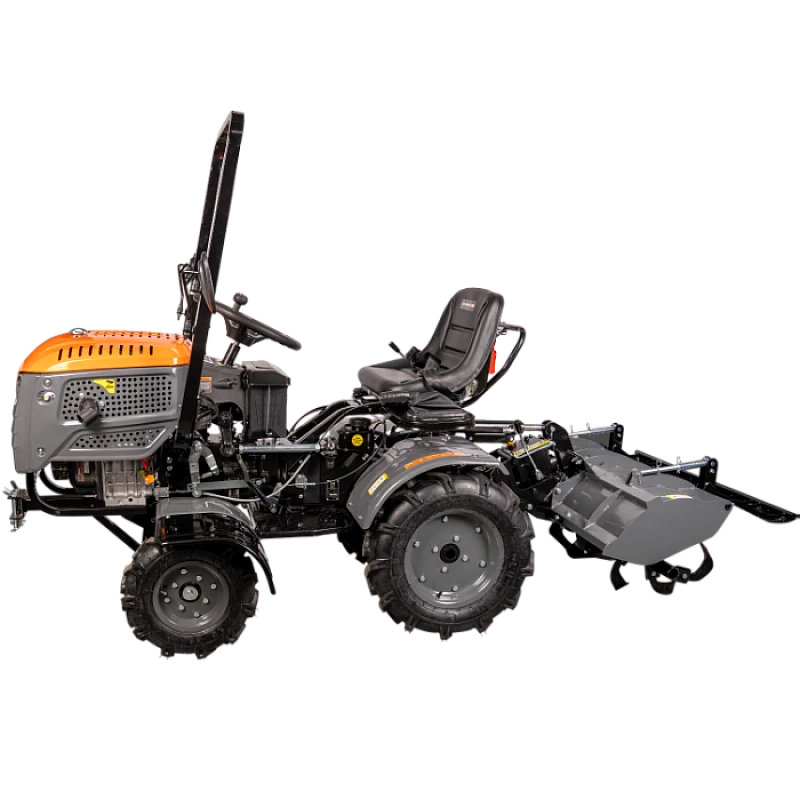 Minitractor Ride On 4x4 R003 Diesel Koop 14 CP pornire electrica tirant hidraulic cu freza motrica EvoTools Plus