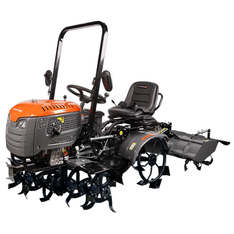 Minitractor Ride On 4x4 R003 Diesel Koop 14 CP pornire electrica tirant hidraulic cu freza motrica EvoTools Plus