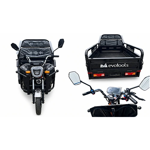 Triciclu Electric Cargo TRCC1000, putere maxima 2000W, 60V/45Ah, Autonomie 72 km, 520 kg, viteza maxima de 25 km/h, conform reglementarilor UE, fara permis