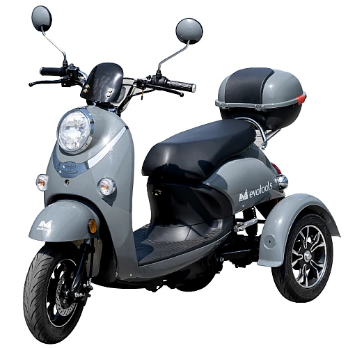 Triciclu Electric pentru Persoane TRP800 Gri – putere maxima 980W, 60V/20Ah, autonomie 50 km, 2 locuri, frane hidraulice, afisaj digital, 3+R, viteza maxima de 25 km/h, conform reglementarilor UE, fara permis