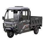 Triciclu Electric Cargo TRCB1500 – putere maxima 3800W, 72V/58Ah, autonomie 60 km, bena basculabila cu piston, 3+R, sarcina totala 776 kg, viteza maxima de 25 km/h, conform reglementarilor UE, fara permis, gri