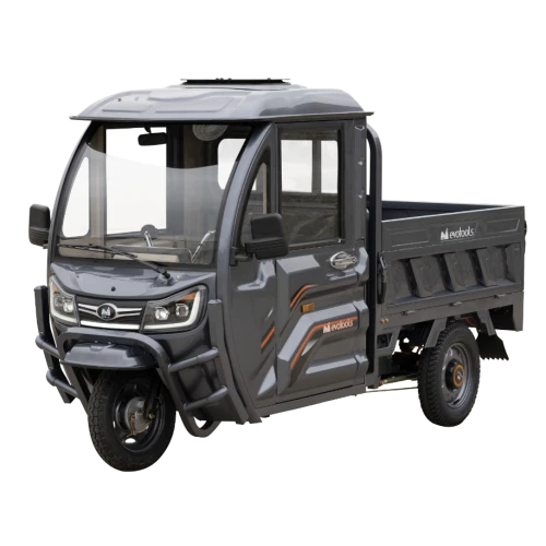 Triciclu Electric Cargo TRCB1500 – putere maxima 3800W, 72V/58Ah, autonomie 60 km, bena basculabila cu piston, 3+R, sarcina totala 776 kg, viteza maxima de 25 km/h, conform reglementarilor UE, fara permis, gri