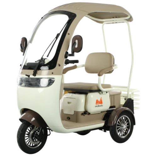 Triciclu Electric EvoTools, TRP1000CD Alb-Rosu, 1000W, 60V 20Ah, Autonomie, 56 km, viteza maxima de 25 km/h, conform reglementarilor UE, fara permis