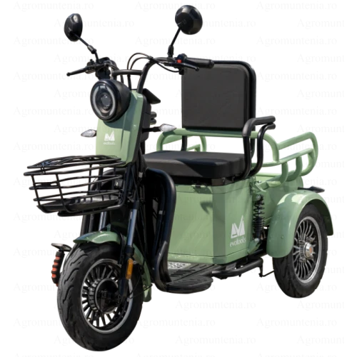 Triciclu Electric pentru Persoane TRP500 Verde – putere maxima 700W, 48V/20Ah, autonomie 35 km, 3+R, spatiu depozitare, afisaj digital, fara permis