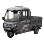 Triciclu Electric Cargo TRCB1500 – putere maxima 3800W, 72V/58Ah, autonomie 60 km, bena basculabila cu piston, 3+R, sarcina totala 776 kg, viteza maxima de 25 km/h, conform reglementarilor UE, fara permis, gri