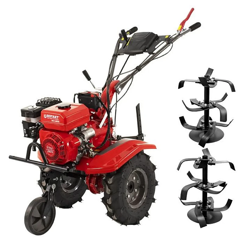 Motocultor Rotakt Gardian RO110RVE cu pornire electrica, 8.0CP, benzina, latime de lucru 560-900mm, freze si roti de cauciuc 500-8