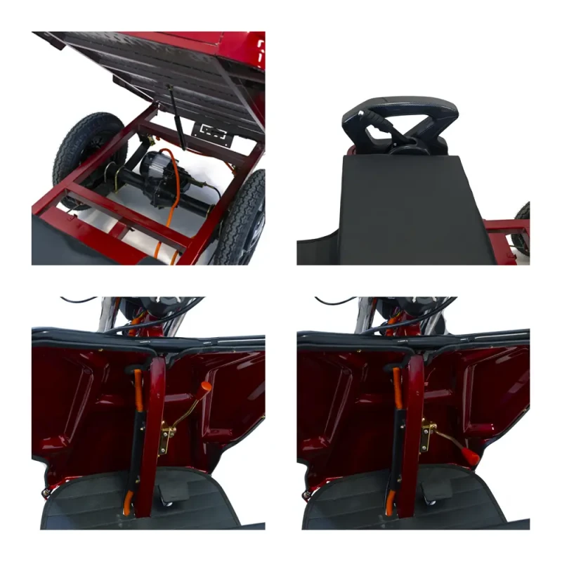 Tricicleta electrica Rotakt Nautilus, autonomie 70 Km, viteza 25 km/h, bena basculabila, putere 1600W, acumulatori 60v/32Ah, culoare visinie, fara permis, reductor pentru greu si usor mecanic Tricicleta electrica Rotakt Nautilus, autonomie 70 Km, viteza 25 km/h, bena basculabila, putere 1600W, acumulatori 60v/32Ah, culoare visinie, fara permis, reductor pentru greu si usor mecanic