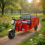 Tricicleta electrica Gulliver autonomie 90 km viteza 25 km/h bena basculabila obloane rabatabile putere 2000W acumulatori 72V/58Ah, reductor pentru greu si usor mecanic