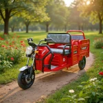 Tricicleta electrica Gulliver autonomie 90 km viteza 25 km/h bena basculabila obloane rabatabile putere 2000W acumulatori 72V/58Ah, reductor pentru greu si usor mecanic