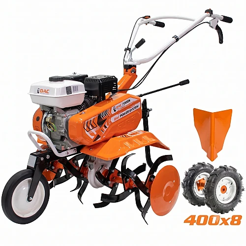 Motosapa RURIS DAC 7000K, 7 CP, 4 timpi, 208 CC, 56-83 cm dimensiune lucru, 3 viteze, freze + roti cauciuc + rarita