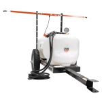 Pulverizator electric tractat RURIS RS TANK 10000 – 100 L, 5.5 bar, 12V, Debit 3.1 L/min, Lance metalica, Furtun 5 m, Manometru, Roti 38x8.5 cm, 4 duze incluse
