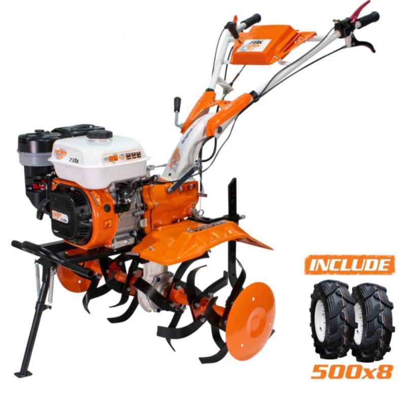 RURIS 731K Start, Motocultor RURIS, 8.5 CP, 4 timpi, 83 cm latime lucru, reductor fonta, 3.6 l, benzina, roti cauciuc, freze