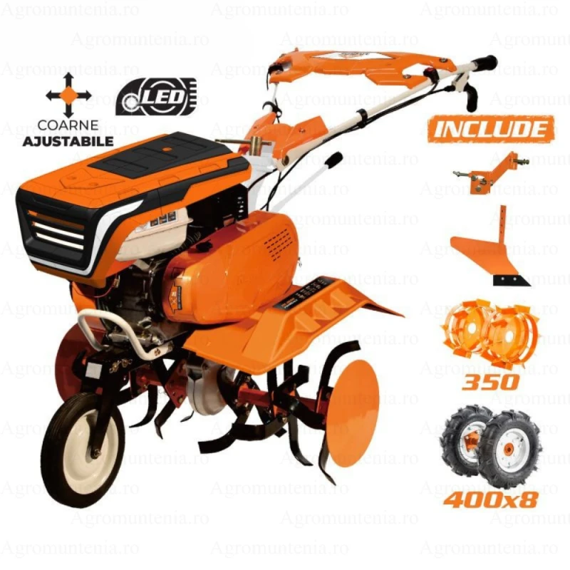 Motosapa RURIS 7500ACC4, roti cauciuc 4.00-8, plug, adaptor, roti metalice 350, fara manicot, set contragreutati 10kg