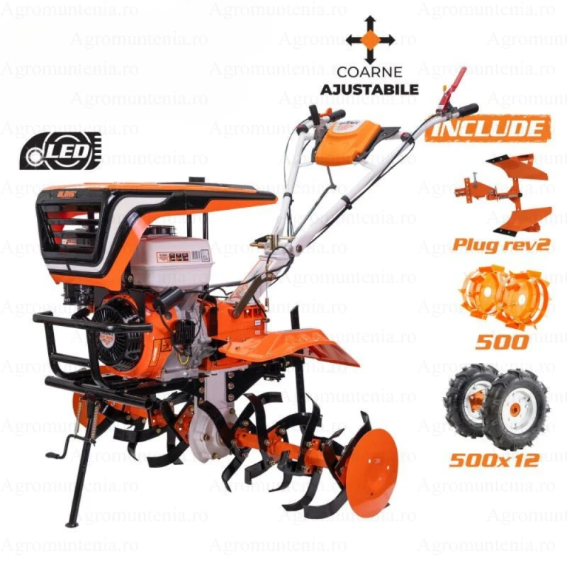 Motosapa RURIS 913ACC, 13 CP, 4 timpi, 390 cc, roti cauciuc 5.00-12 + plug reversibil rev2 + roti metalice 500