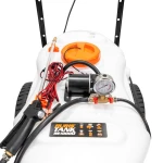 Pulverizator electric tractat RURIS RS TANK 10000 – 100 L, 5.5 bar, 12V, Debit 3.1 L/min, Lance metalica, Furtun 5 m, Manometru, Roti 38x8.5 cm, 4 duze incluse