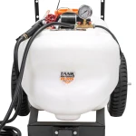 Pulverizator electric tractat RURIS RS TANK 10000 – 100 L, 5.5 bar, 12V, Debit 3.1 L/min, Lance metalica, Furtun 5 m, Manometru, Roti 38x8.5 cm, 4 duze incluse