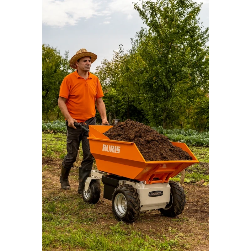 Roaba Electrica Autopropulsata RURIS RTS 5000 – Motor 1000W, Baterie 48V, Capacitate 500 kg, Basculare Hidraulica