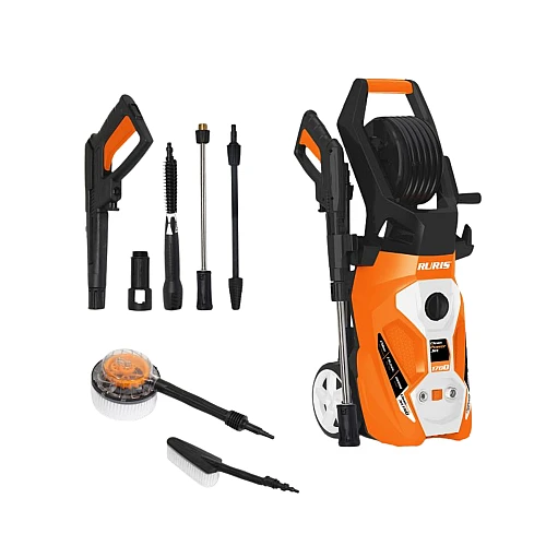 Aparat de spalat cu presiune RURIS CleanPowerJet 1700 – 2200W, 170 Bari, 7.5 L/min, Furtun 6 m, Cablu 5 m, 9 kg