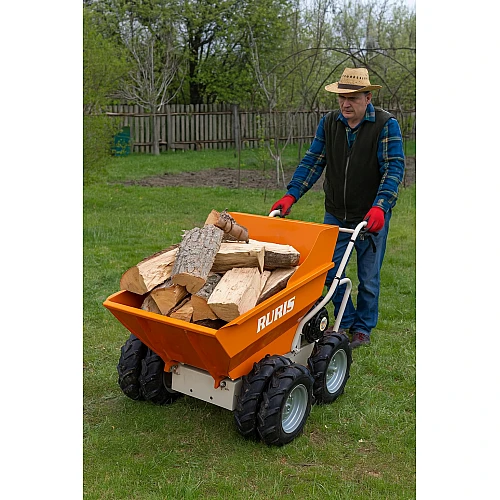 Roaba autopropulsata RURIS RTS 6000, motor benzina 7 CP, 500 kg capacitate, 3+1 trepte, basculare manuala
