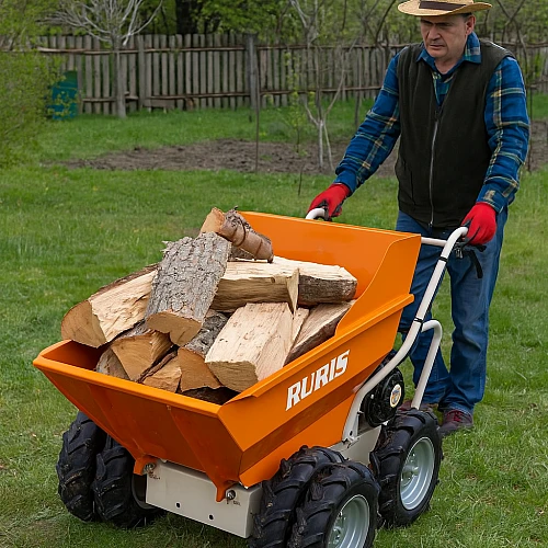 Roaba autopropulsata RURIS RTS 6000, motor benzina 7 CP, 500 kg capacitate, 3+1 trepte, basculare manuala