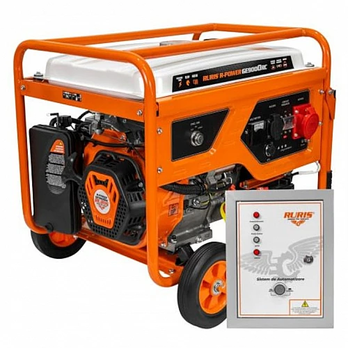 Generator de Curent RURIS R-POWER GE9000RC ATS - 7500W, 3 faze, Motor 15CP, AVR, ATS, Cupru, Benzina, Pornire Electrica + Telecomanda