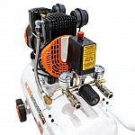 Compresor Silentios RURIS Silent Power 2400 OilFree – 1500W, 2CP, 24L, 236 l/min, 8 Bar, Fara Ulei, 2 Cilindri, 2 Iesiri, Protectii Multiple