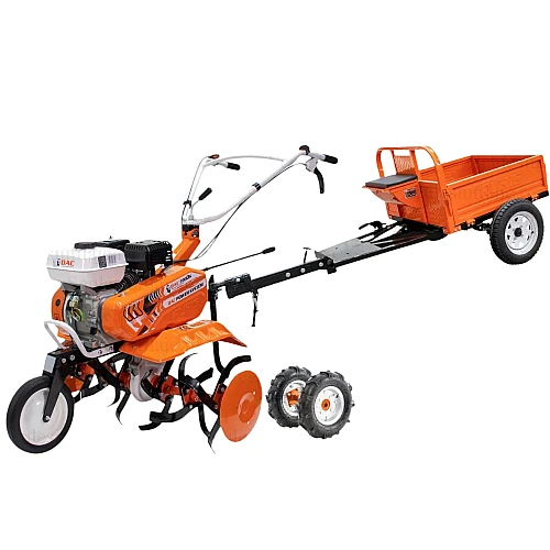 Motosapa DAC 7000K cu Motor de 7 CP + Remorca RURIS 450S, 450 kg, Frana Mecanica si Basculare Manuala