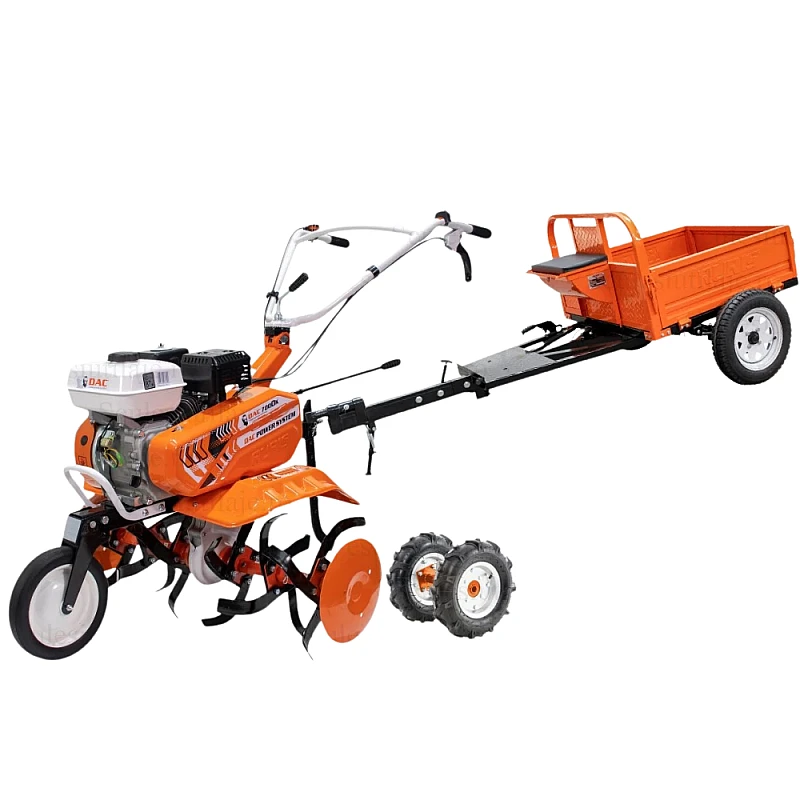 Motosapa DAC 7000K cu Motor de 7 CP + Remorca RURIS 450S, 450 kg, Frana Mecanica si Basculare Manuala