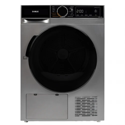 Uscator de rufe Samus SADP-836DS, Pompa de caldura, 8 kg, 15 programe, Clasa D, Igienizare UV, Afisaj electronic (Gri inchis)
