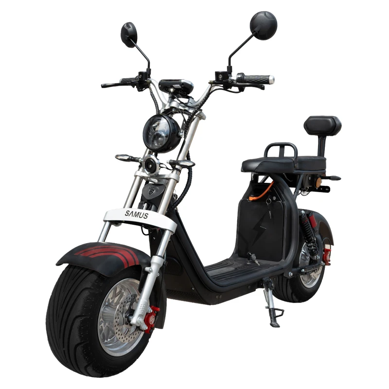 Scuter electric, Samus Indiana-10T2100-60V20L-Black, autonomie 60 km, putere maxima 2100 W, acumulator 60 V 20 Ah, viteza maxima de 25 km/h, conform reglementarilor UE, fara permis