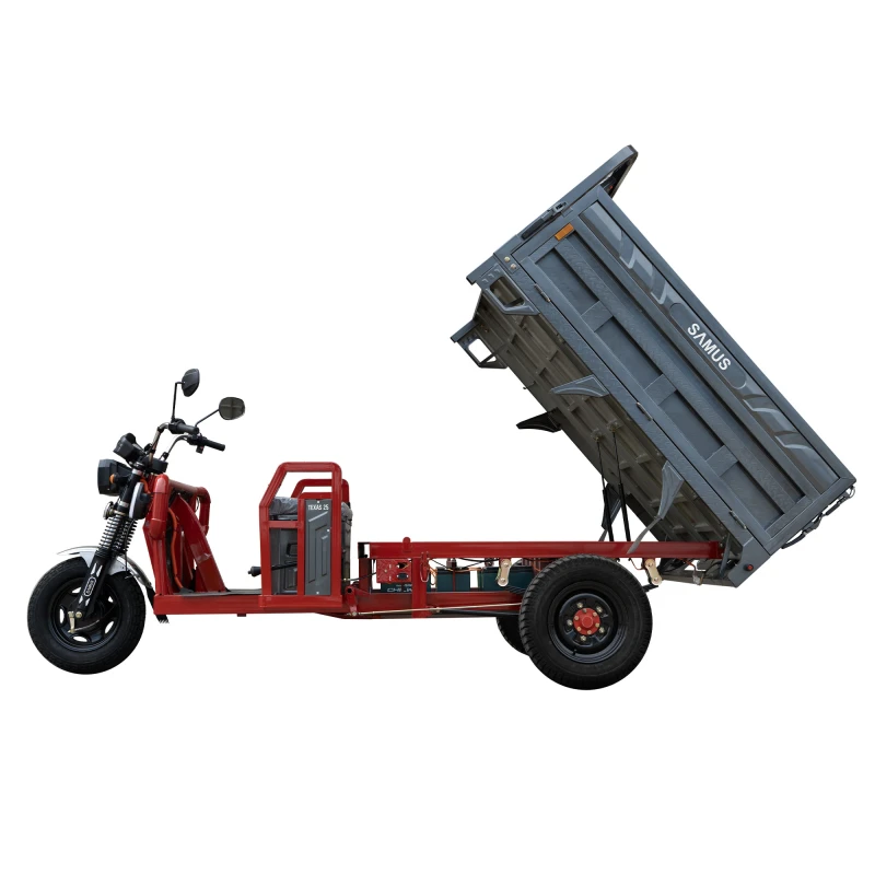 Triciclu electric, Samus Cargo TEXAS-25-1.7-72V58-Red-Dark Silver, putere maxima 4000W, acumulator 72V 58Ah, autonomie 70 km, viteza maxima de 25 km/h, conform reglementarilor UE, fara permis