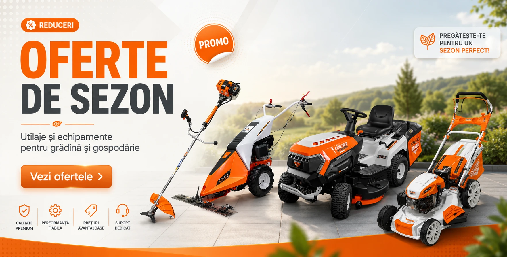Oferta Masini de tuns gazon si tractorase de tuns gazon