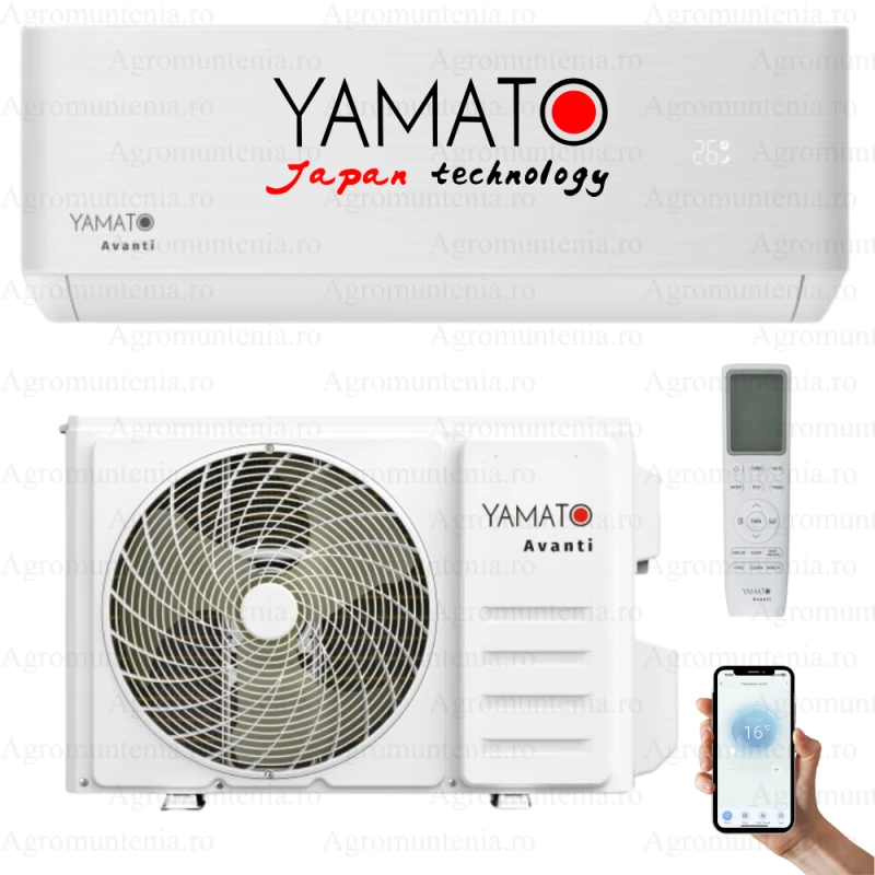 Aer conditionat Yamato Avanti YW09T3, 9000 BTU, Clasa A++/A+, Inverter,Wi-Fi, Golden Fin + Kit instalare inclus