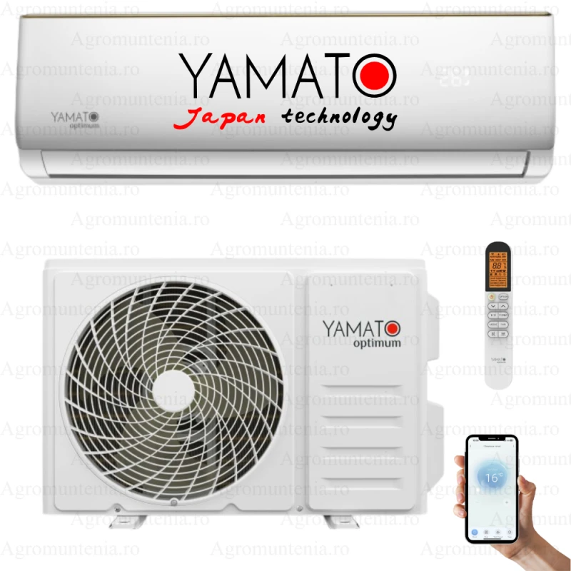 Aparat de aer conditionat Yamato Optimum YW12T2, 12000 BTU, Clasa A++/A+, Wi-Fi, Inverter + Kit instalare inclus