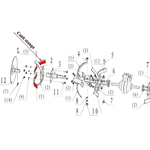 Cutit stanga RURIS 51210003, pentru motocultoarele Ruris Cutit stanga RURIS 51210003, pentru motocultoarele Ruris