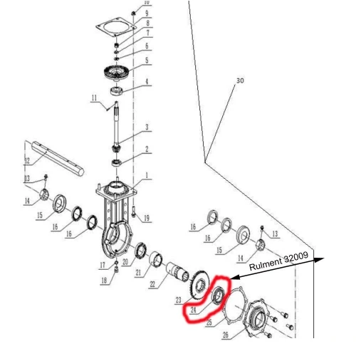 Rulment 32009 transmisie RURIS PS1001KSD-4-24, pentru motocultor Ruris 1001Ksd Rulment 32009 transmisie RURIS PS1001KSD-4-24, pentru motocultor Ruris 1001Ksd